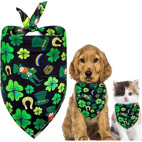 عيد القديس باتريك الكلب عصابات، 1PCS المثلث الأخضر وشاح الحيوانات الأليفة عكسها للبنين والبنات قابل للغسل قابل للتعديل عطلة الكلب شامروك باندانا سانت باتريك منديل للكلاب المتوسطة والصغيرة القطط ديكور الحزب in Kuwait