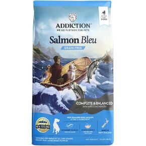 Addiction Salmon Bleu Dog - Dry Dog Food - Complete and Balanced Diet - Skin and Coat Health Dog Formula - Features Premium King Salmon - 20 lb