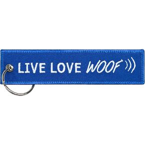 Dog Keychain Pup Puppy Key Ring Tag for keys, Gift, Present and Dog Lover (Live Love Woof)