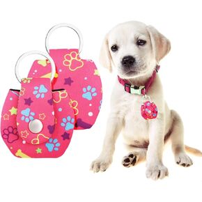 2Pcs Military Dog Tag Silencer Army Dog Tag Silencer,Dog Tag Silencer Bag Dog Tag Cover with Tag Ring for Dogs Cats Pets,Dog Tag Holder for Pet Collar Reduce Noise and Protect Tag,Bone Paw Pattern