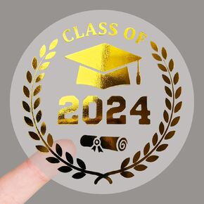 100 Pack of Graduation Stickers, Graduate Decor, Class of 2024 Envelope Seals, Graduation Stickers, Envelope Labels, Graduation Invitations, Silver Foil Stickers, Graduation Labels (Silver Foil)