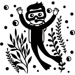 1 Pcs Self-Adhensive Cartoon Diver Men Decal Aquanaut Vinyl Decal Under The Sea Sticker Frogman With Waterweeds Stickers For Back to School Classroom Home Fish Tank Car Bumper Deco (Black) in Kuwait