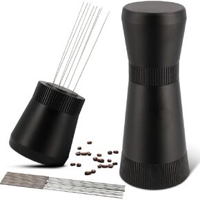 WDT Tool Espresso Distributor w/Magnetic Base & Handle - 0.35mm 8 Needle Espresso Distribution Tool w/ 10 Extra Needles - Coffee Distributor Espresso Tools - Espresso WDT Tool - Espresso Accessories