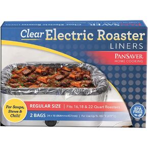 PanSaver Cooking Liners - Disposable Electric Roasting Pan Liners for Instant Cleanup with No Scrubbing - Foil, 2 Count