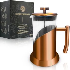 Stainless Steel French Press Coffee Maker - 34oz Gift Box French Press, Coffee Maker with 4 Level Filtration Sistem. Sybarite´s Choice. Must have, great gift., Large, copper