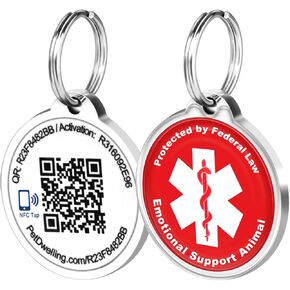 Smart NFC - QR Code Emotional Support Animal ESA Pet ID Tag - Dog Tags and Cat Tags: Instant Online Profile Access and Scan Location Email Alerts in Saudi Arabia