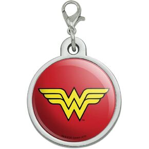 Wonder Woman Classic Logo Chrome Plated Metal Pet Dog Cat ID Tag