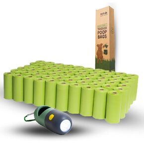 MCL Poop Bags for Dogs, 900 Count Poop Bags, 60-Pack Doggie Waste Bags with Keychain Flashlight Dispenser Included, Dog Poop Rolls, Dog Poop Bags