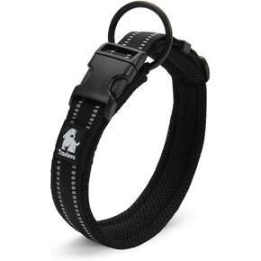 Creation Core Reflective Mesh Padded Dog Collar Adjustable Nylon Outdoor Adventure Pet Collar, Green M