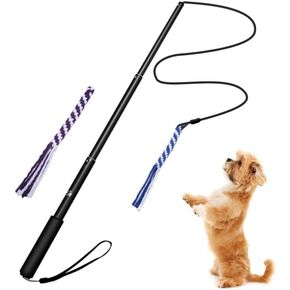 Interactive Dog Toys - Extendable Flirt Pole with 2pcs Squeaky Plush Toy Tugs Red Green for Dog Outdoor Entertainment, Train and Exercise