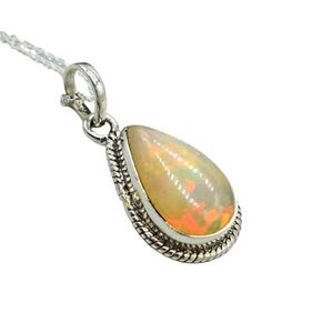 AAA Smooth Opal Pendant, Natural Ethiopian Opal Necklace, Solid 925 Sterling Silver Jewelry, Healing Gemstone Jewelry
