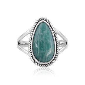 925 Sterling Silver Genuine Natural Gemstone Ring | Women And Girls Silver Jewelry | Handcrafted Boho Jewelry | Women Jewelry | Birthday Gift for Her (Mojave Copper Turquoise, 7)