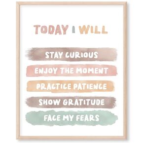 Today I Will... Positive Self Talk - 8x10 Art Print (Unframed) | Boho Nursery Decor | Kids Bedroom Decor | Classroom Decor | Homeschool Decor | Playroom Wall Art | Affirmation Wall Decor