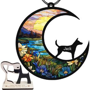 6'' Fox Terrier Dog Memorial Suncatcher & Pet Lover Sign Gift Personalized Dog Name Ornament Window Hanging Pet of Loss Dog Sympathy Gift for Dog Lovers Car Hanging SCD-B11-6-02