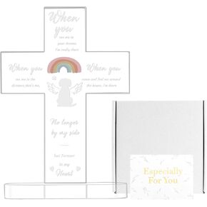 Acrylic Pet Memorial Gifts, Loss of Dog Sympathy Gift, Dog Bereavement Gifts, Dog Passing Away Gifts, Acrylic Cross Dog Bereavement Gifts with Rainbow and Angel Dog Pattern for Loss Pet Friends