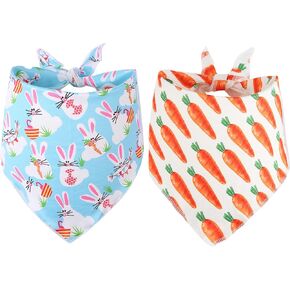 2 Pack Easter Dog Bandana,Triangle Bibs Pet Scarf for Medium to Large Dogs