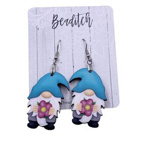 Flower Gnome Earrings - Spring Summer Flower Earrings
