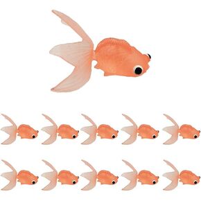 10 Plastic Goldfish Small Soft Rubber Floating Gold Fish Toy Orange Craft, (1)