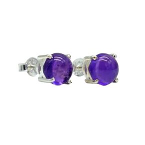 Amethyst Stud Earrings - 5mm Round Cut - Sterling Silver Stud Earrings - February Birthstone Jewelry