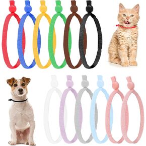 60Pcs Elastic Puppy Litter Collars, 12 Colors Adjustable Identification Loops Stretchy Bulk Straps 4 Inch Band Cord with Adjustable Buckle for Newborn Puppies Kittens Pets