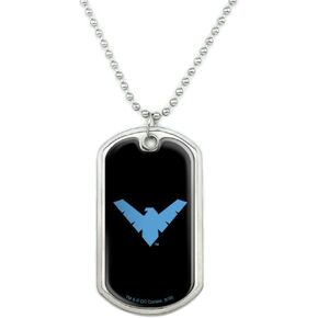 GRAPHICS & MORE Batman Nightwing Logo Military Dog Tag Pendant Necklace with Chain
