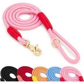 5FT Maroon Marine Dog Leash - Durable Brass Hook, Indestructible Braided Rope, Ideal for Puppies, Small, Medium, Large Dogs