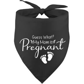Guess What? Mom's Pregnant Dog Bandana Baby Announcement Pregnancy Announcement Gender Reveal Black Dog Bandana Photo Prop Pet Scarf Pet Accessories for Dog Lover