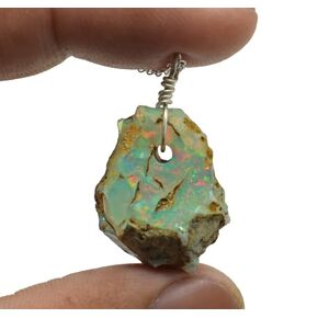 Raw Opal Necklace Sterling Silver, Natural Ethiopian Raw Opal Pendant Necklace, Rough Opal Pendant, Raw Opal, Charm Crystal, Gift For Mom