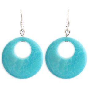 Coins Tagua Earrings Turquoise Handmade Fair Trade