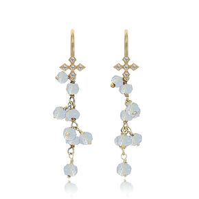 Genuine Pink Opal Earrings for Women Trendy - Authentic 925 Sterling Silver 18K Gold Jewelry, October Birthstone Earrings for Teen and Girls – Wire Wrapped Dangle Earrings Gift for Mothers Day…
