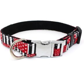 Dog Collar, Cotton Designer Dogs Collar Cute Flower Dog Collars for Girl Female Puppy Collar for Small Medium Large Dogs Gift (XS, Flag Blue)