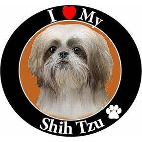 E & S Pets Car Magnet, Shih Tzu, Tan/White Puppy Cut