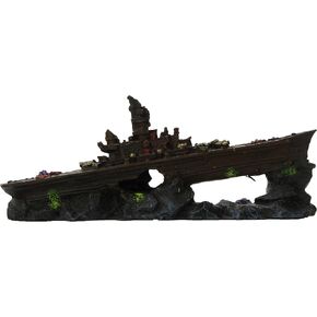 Penn-Plax Deco-Replicas Sunken Battleship Aquarium Decoration – Safe for Freshwater and Saltwater Fish Tanks – Small