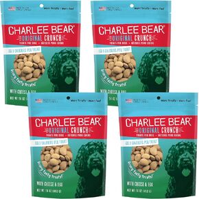 Charlee Bear Original Crunch Cheese & Egg Dog Treats, 16 oz (4-Pack) - Made in the USA Natural Training Treats for Dogs