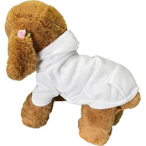 Dog Hoodies Sweatshirts Costumes with Pockets, Cotton Coat Apparels, Puppy Cat Spring Fall Winter Clothes, White, XX-Large