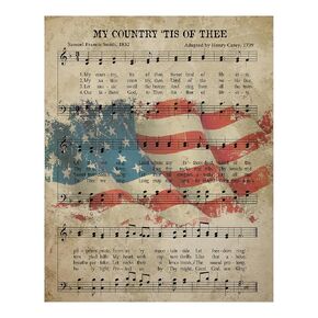 Vintage 'My Country 'Tis of Thee' - American Flag Wall Art Print – Patriotic Wall Art Decor for Home Decor, Office Decor, Library Decor & Classroom Decor, Unframed Country Wall Print - 11x14"