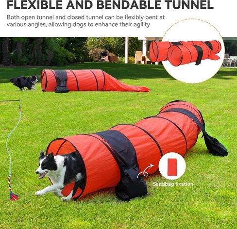 YITAHOME Dog Agility Training Equipments: includes Flirt Pole Toy, 3 Flying Discs, 2 Agility Tunnel, 3 Jumps, 6 Weave Poles, Pause Box, Dog Agility Course Backyard Set Indoors Outdoors in Saudi Arabia
