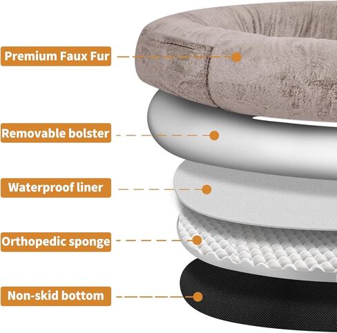 NESTROAD Human Dog Bed,71"x45"x14" Human Size Giant Dog Bed for Adults and Pets,Washable Faux Fur Cover Dog Bean Bag Bed for Humans with Blanket and Pillow,Camel in Kuwait