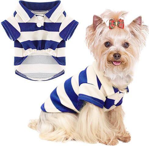 Dog Shirt Collared Summer Polo Dog T-Shirts for Small Dog Cats Boy Girl Dog Clothes Breathable Cute Doggy Sweatshirt Pet Outfit Puppy Dress Cool Clothes for Small Dog Female Or Male(Blue,Small) in Saudi Arabia