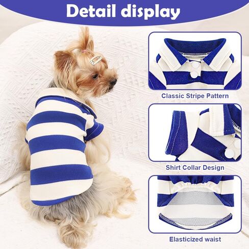 Dog Shirt Collared Summer Polo Dog T-Shirts for Small Dog Cats Boy Girl Dog Clothes Breathable Cute Doggy Sweatshirt Pet Outfit Puppy Dress Cool Clothes for Small Dog Female Or Male(Blue,Small) in Saudi Arabia