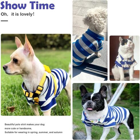 Dog Shirt Collared Summer Polo Dog T-Shirts for Small Dog Cats Boy Girl Dog Clothes Breathable Cute Doggy Sweatshirt Pet Outfit Puppy Dress Cool Clothes for Small Dog Female Or Male(Blue,Small) in Saudi Arabia