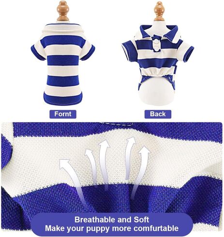 Dog Shirt Collared Summer Polo Dog T-Shirts for Small Dog Cats Boy Girl Dog Clothes Breathable Cute Doggy Sweatshirt Pet Outfit Puppy Dress Cool Clothes for Small Dog Female Or Male(Blue,Small) in Saudi Arabia