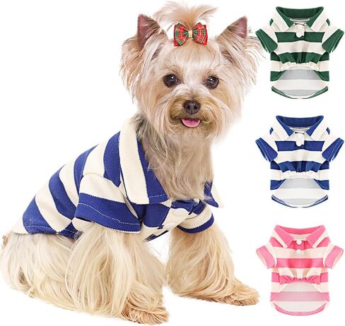 Dog Shirt Collared Summer Polo Dog T-Shirts for Small Dog Cats Boy Girl Dog Clothes Breathable Cute Doggy Sweatshirt Pet Outfit Puppy Dress Cool Clothes for Small Dog Female Or Male(Blue,Small) in Saudi Arabia