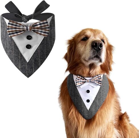 HDKUW Dog Tuxedo, Dog Wedding Bandana Collar with Bow Tie, Adjustable Dog Tux Formal Dog Costumes for Medium Large Dogs Green in Saudi Arabia