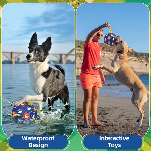 Dog Toys Soccer Ball with Straps - Durable Dog Balls for Large Dogs, Outdoor Dog Toys, Summer Dog Water Toy, Herding Ball, Puppy Dog Birthday Gifts, Yellow Blue (8 Inch) in Saudi Arabia