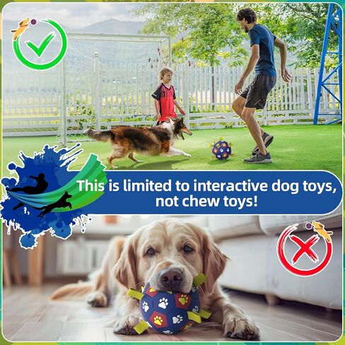 Dog Toys Soccer Ball with Straps - Durable Dog Balls for Large Dogs, Outdoor Dog Toys, Summer Dog Water Toy, Herding Ball, Puppy Dog Birthday Gifts, Yellow Blue (8 Inch) in Saudi Arabia