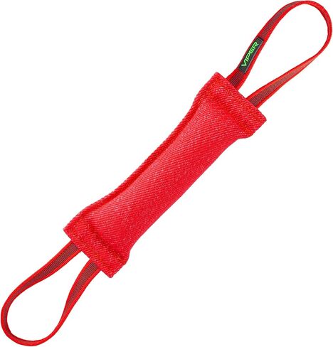 Viper Synthetic K9 Tug Toy Reward with Two Handles for Adult Dogs and Puppies. Ruberized Handles - Red, 16" x 2.5" in Saudi Arabia