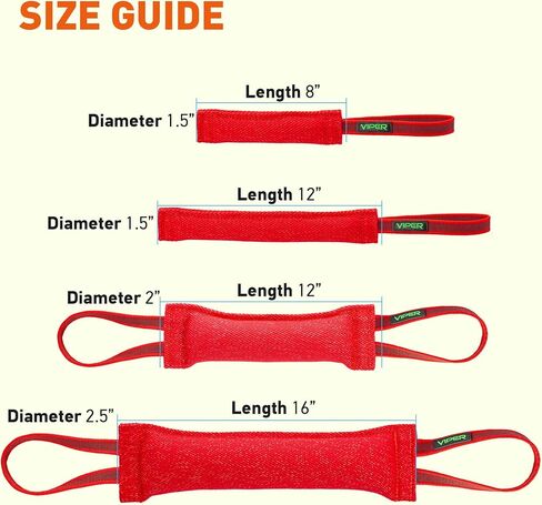 Viper Synthetic K9 Tug Toy Reward with Two Handles for Adult Dogs and Puppies. Ruberized Handles - Red, 16" x 2.5" in Saudi Arabia