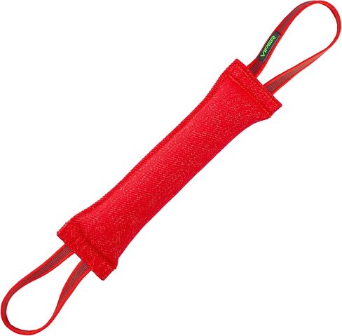 Viper Synthetic K9 Tug Toy Reward with Two Handles for Adult Dogs and Puppies. Ruberized Handles - Red, 16" x 2.5" in Saudi Arabia