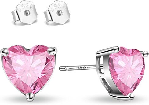 925 Sterling Silver Sparkling Heart Crystal Stud Earrings for Women Girls Hypoallergenic Love Cubic Zirconia Earrings for Sensitive Ears Valentines Birthday Mother's Day Jewelry Gift (Aquamarine) in Kuwait